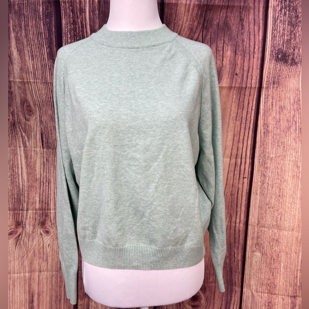 A new day cotton blend aqua pullover crew neck knit sweater women’s size M